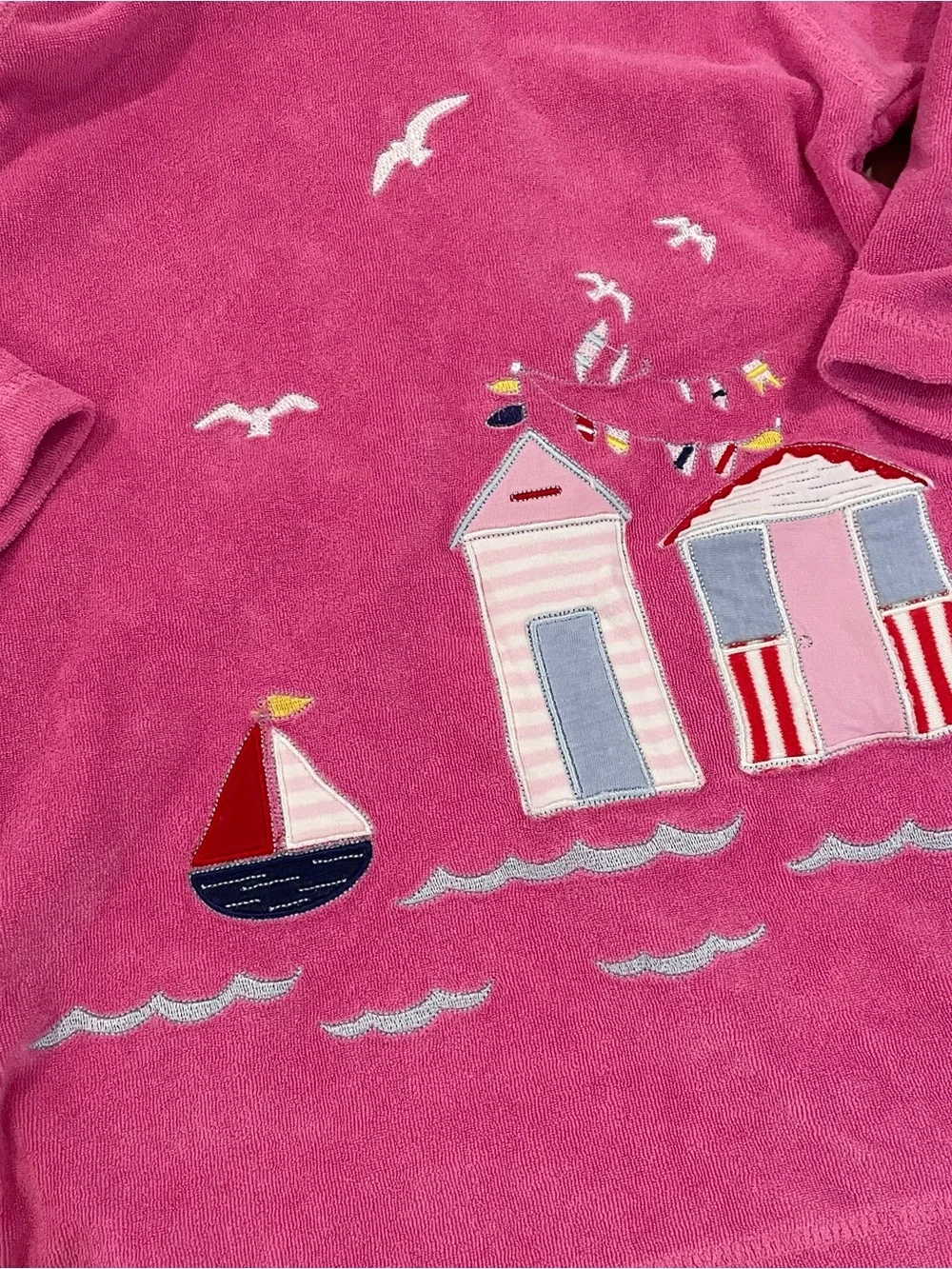 Jojo Maman Bebe Towelling Hooded Pull On Swim Coverup Beach Town - 2-3 years